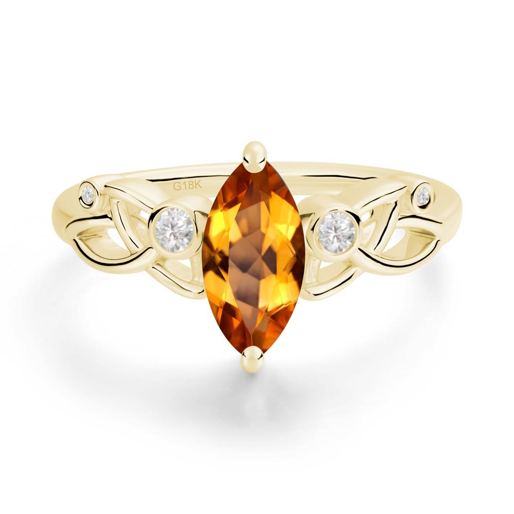 Marquise Cut Citrine Celtic Ring - LUO Jewelry #metal_18k yellow gold