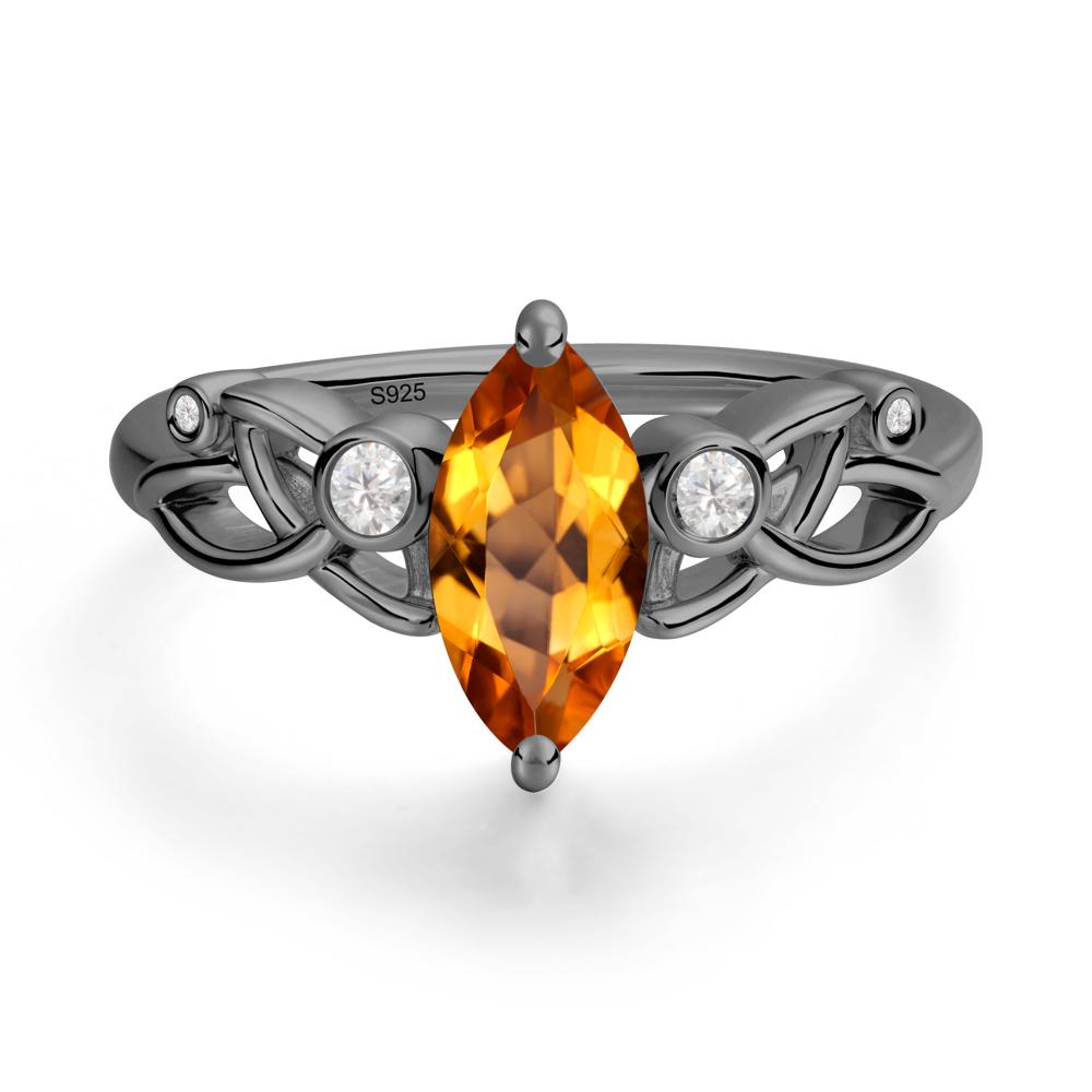 Marquise Cut Citrine Celtic Ring - LUO Jewelry #metal_black finish sterling silver