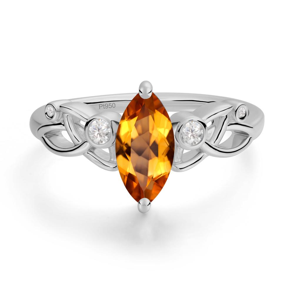 Marquise Cut Citrine Celtic Ring - LUO Jewelry #metal_platinum