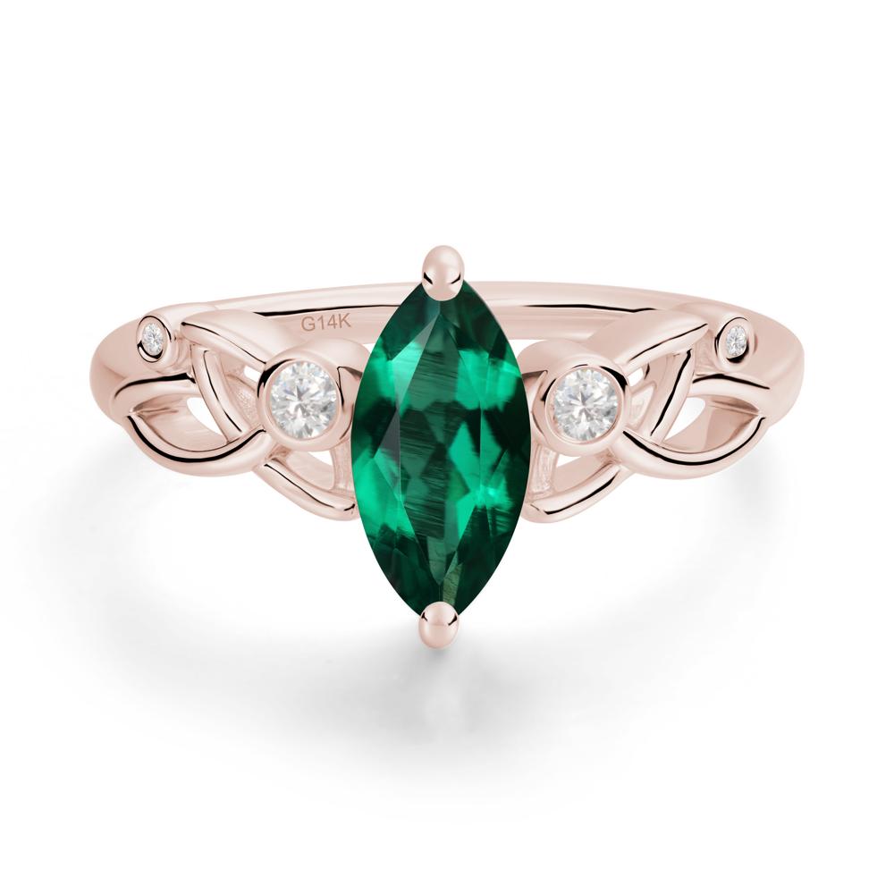 Marquise Cut Emerald Celtic Ring - LUO Jewelry #metal_14k rose gold