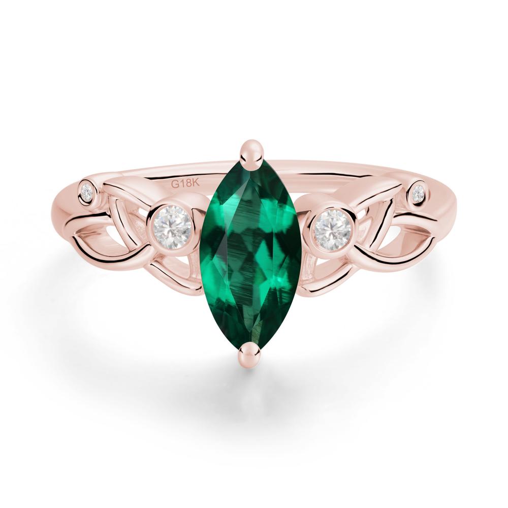 Marquise Cut Emerald Celtic Ring - LUO Jewelry #metal_18k rose gold