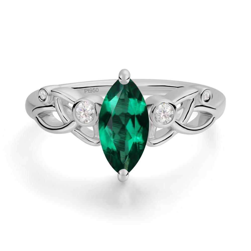 Marquise Cut Emerald Celtic Ring - LUO Jewelry #metal_platinum