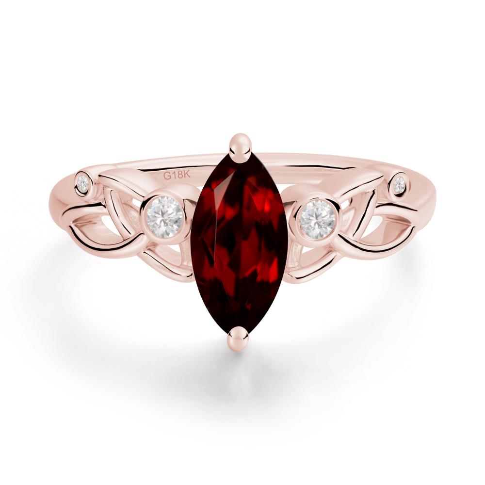 Marquise Cut Garnet Celtic Ring - LUO Jewelry #metal_18k rose gold