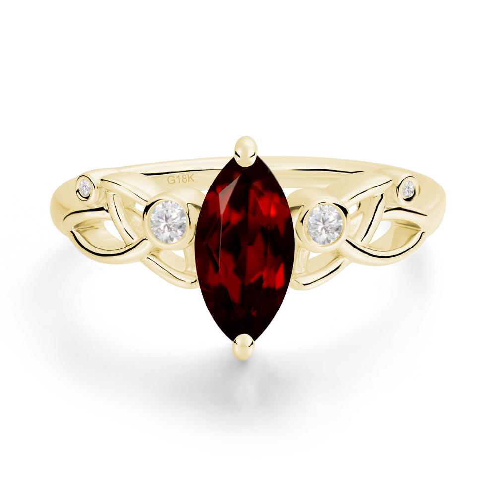 Marquise Cut Garnet Celtic Ring - LUO Jewelry #metal_18k yellow gold