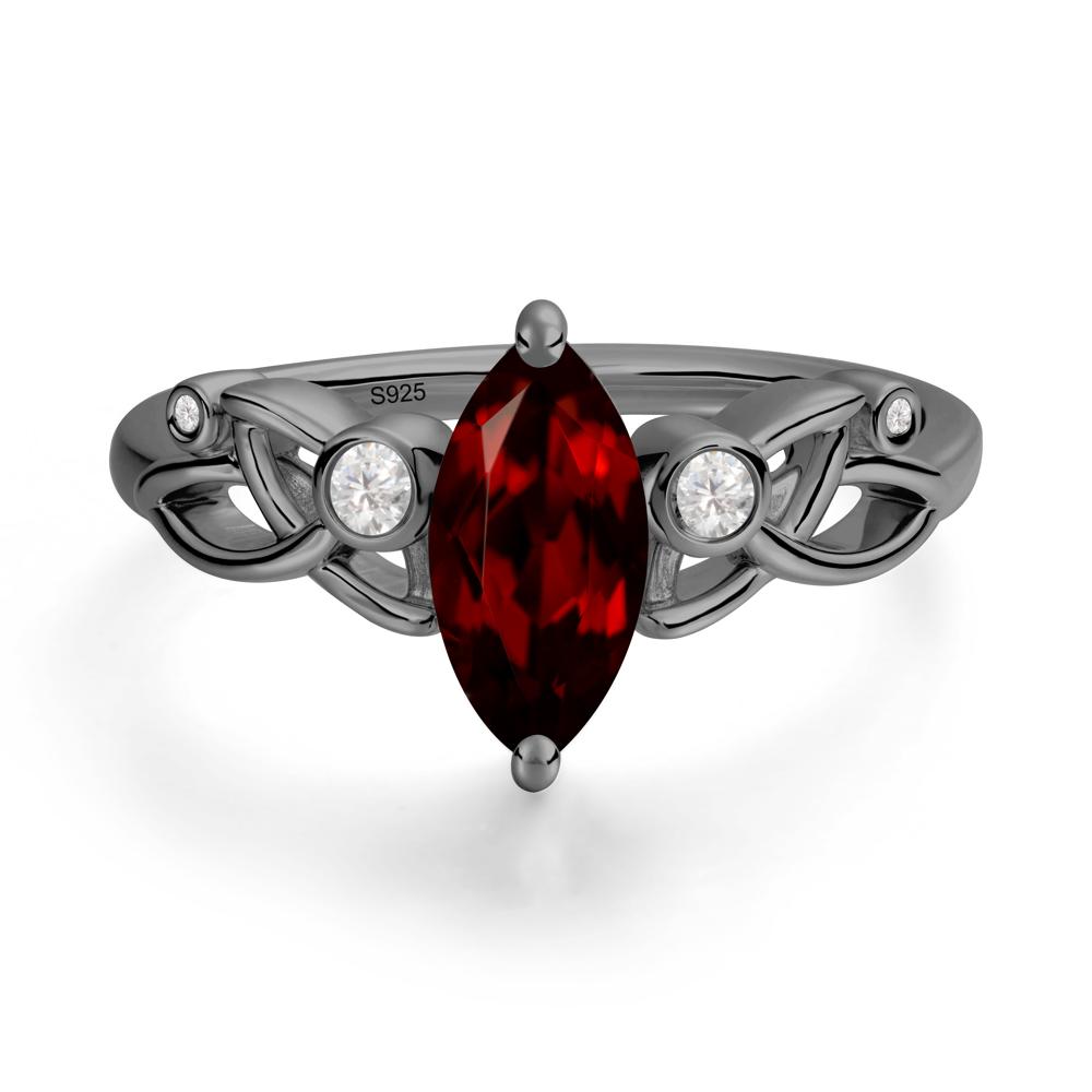 Marquise Cut Garnet Celtic Ring - LUO Jewelry #metal_black finish sterling silver