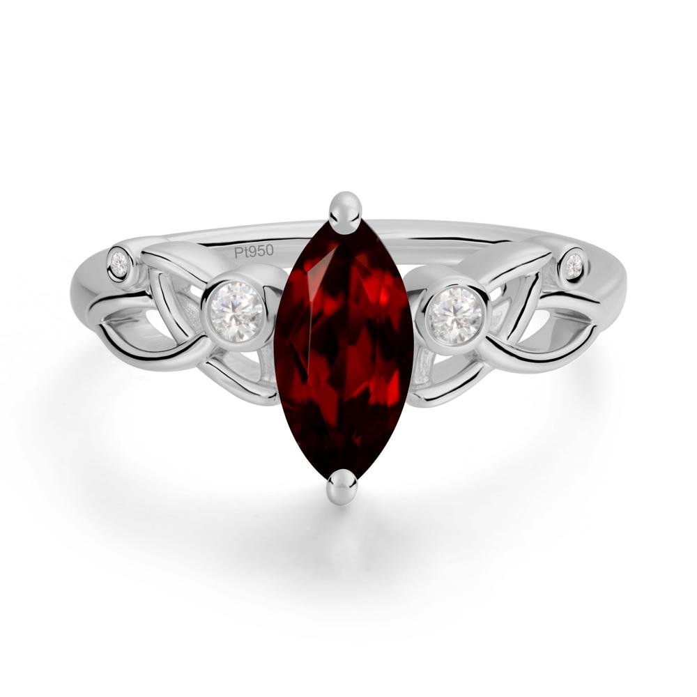 Marquise Cut Garnet Celtic Ring - LUO Jewelry #metal_platinum