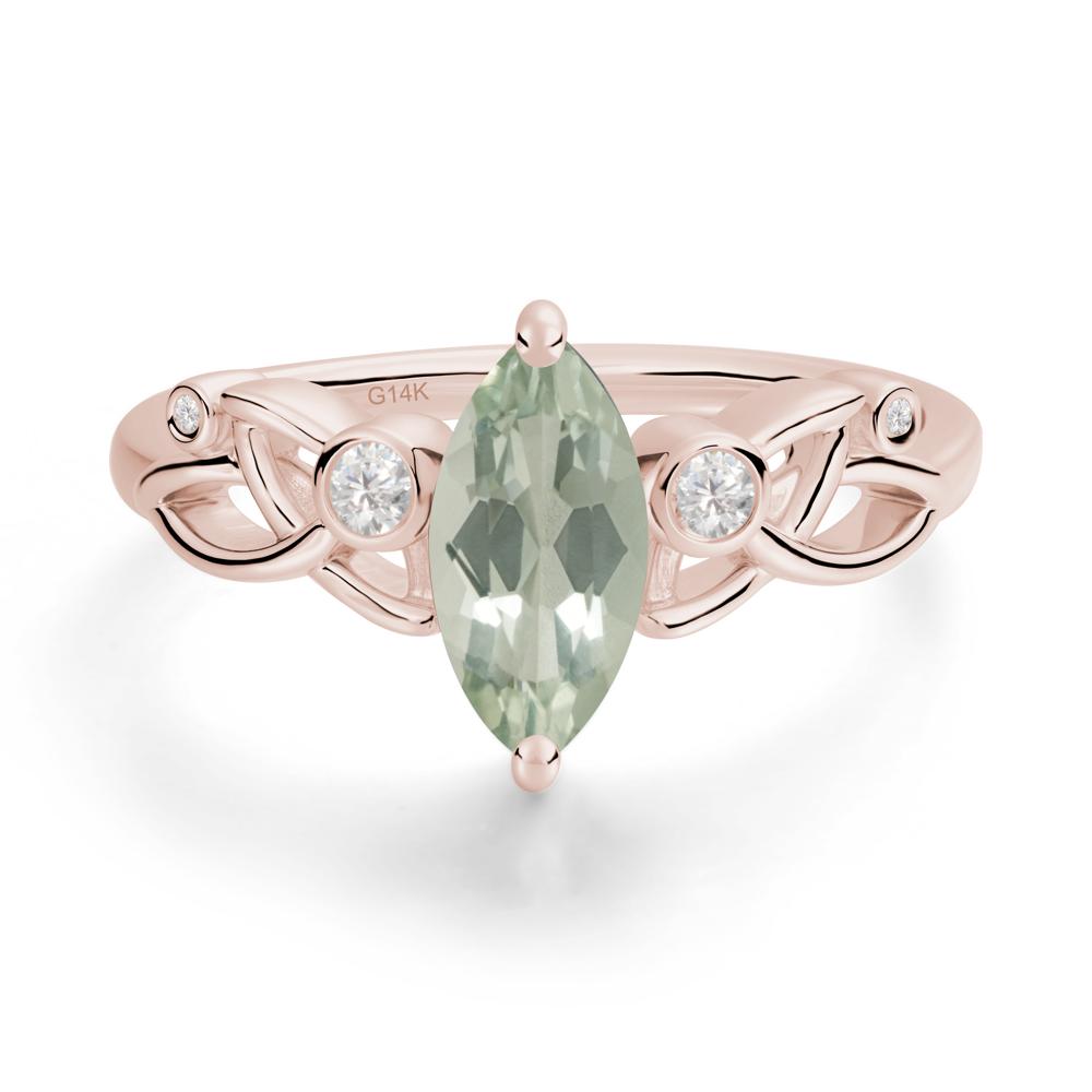Marquise Cut Green Amethyst Celtic Ring - LUO Jewelry #metal_14k rose gold