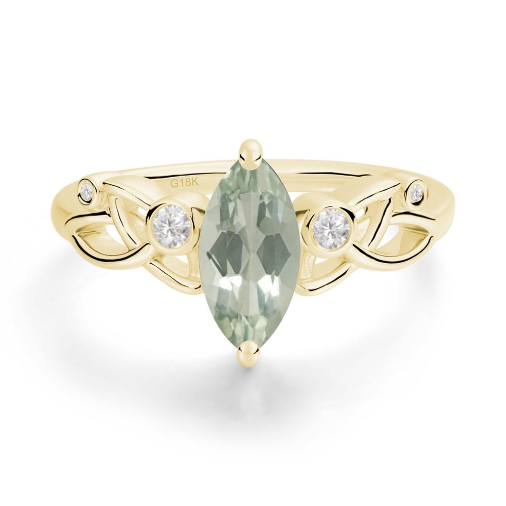 Marquise Cut Green Amethyst Celtic Ring - LUO Jewelry #metal_18k yellow gold