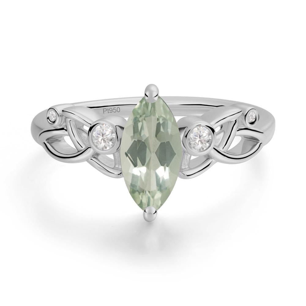 Marquise Cut Green Amethyst Celtic Ring - LUO Jewelry #metal_platinum