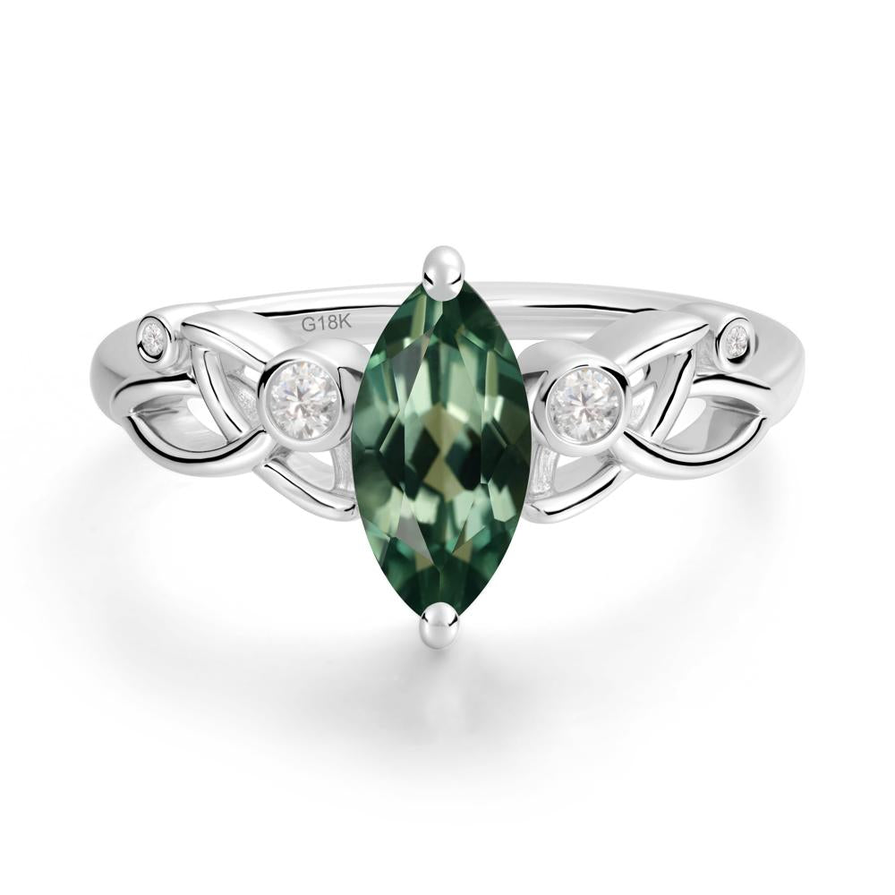 Marquise Cut Green Sapphire Celtic Ring - LUO Jewelry #metal_18k white gold
