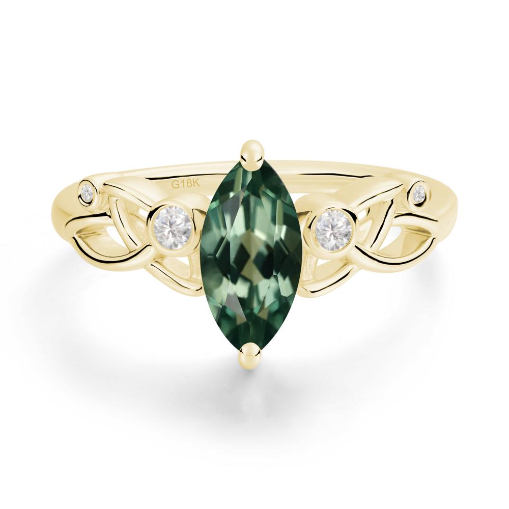 Marquise Cut Green Sapphire Celtic Ring - LUO Jewelry #metal_18k yellow gold