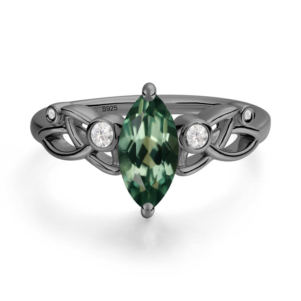 Marquise Cut Green Sapphire Celtic Ring - LUO Jewelry #metal_black finish sterling silver