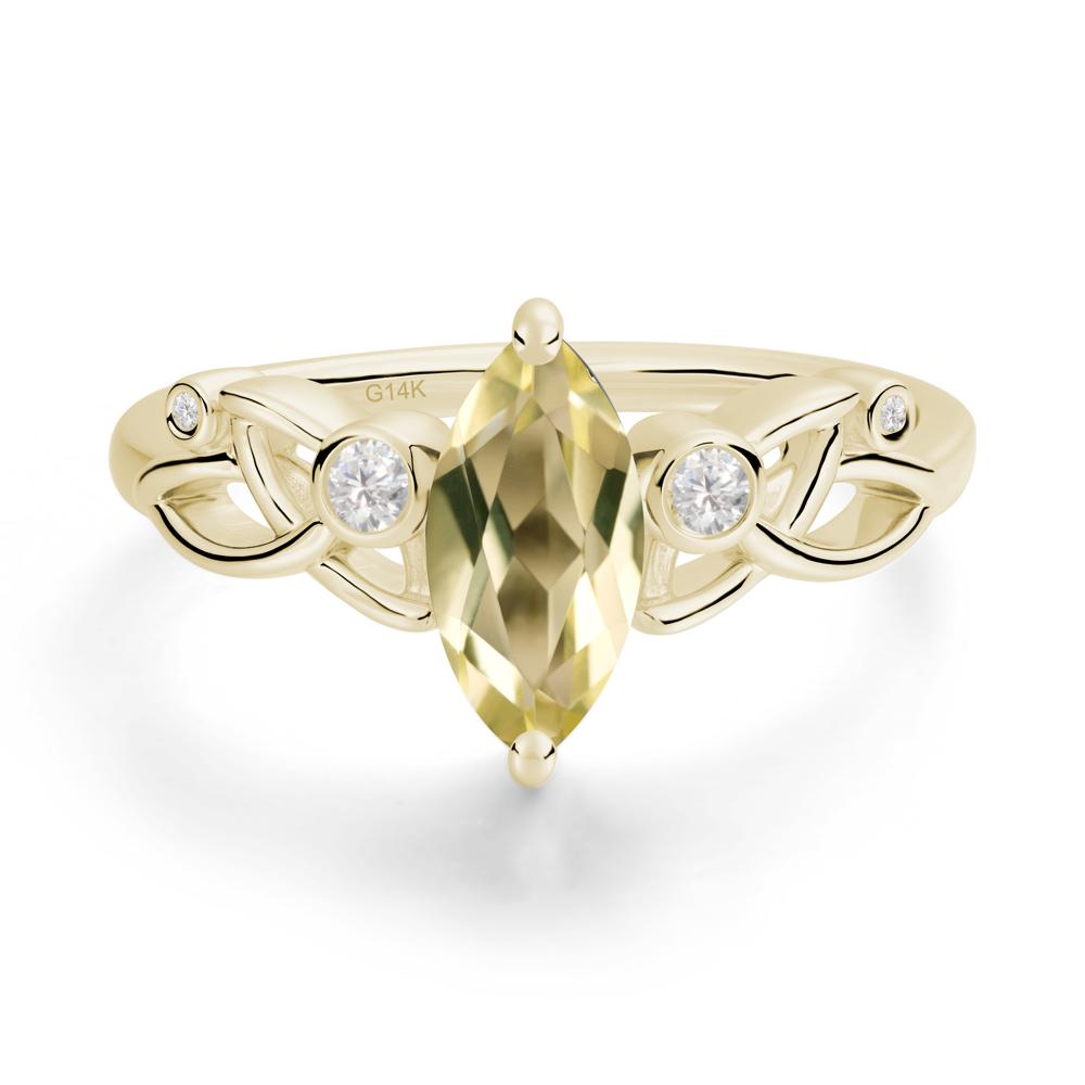 Marquise Cut Lemon Quartz Celtic Ring - LUO Jewelry #metal_14k yellow gold