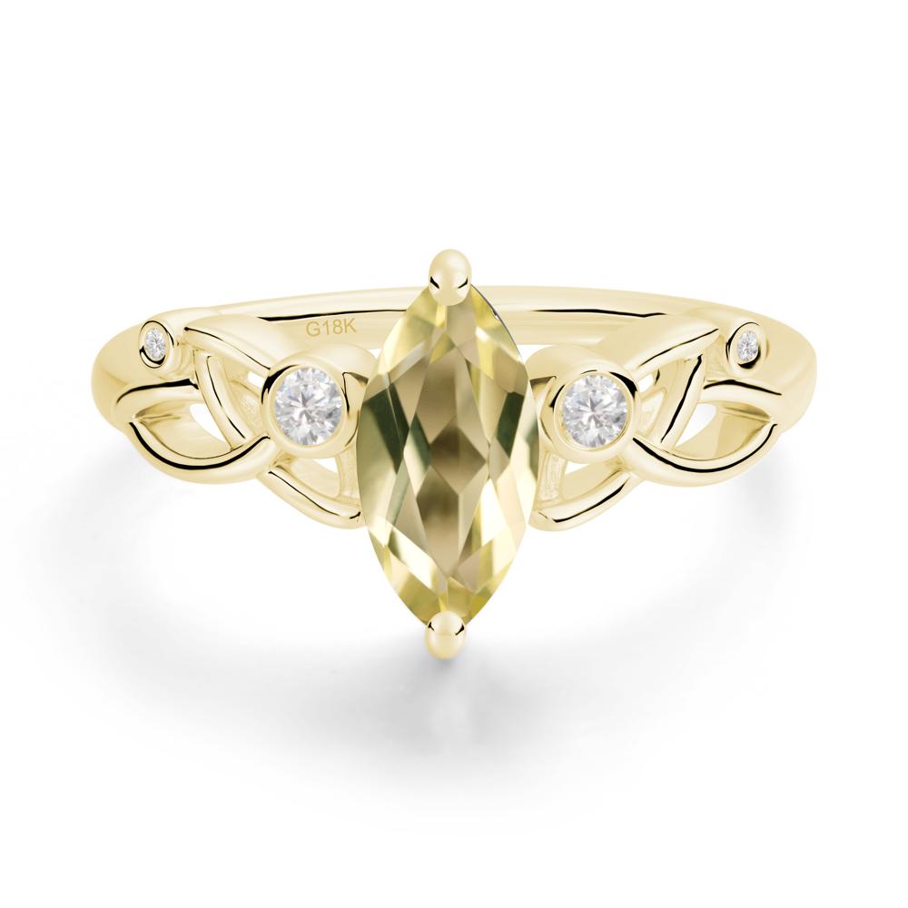 Marquise Cut Lemon Quartz Celtic Ring - LUO Jewelry #metal_18k yellow gold