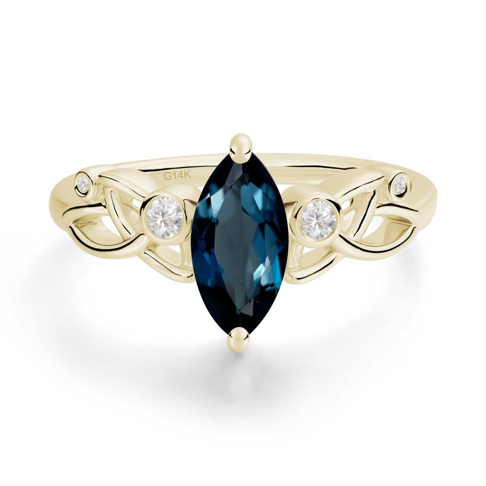 Marquise Cut London Blue Topaz Celtic Ring - LUO Jewelry #metal_14k yellow gold
