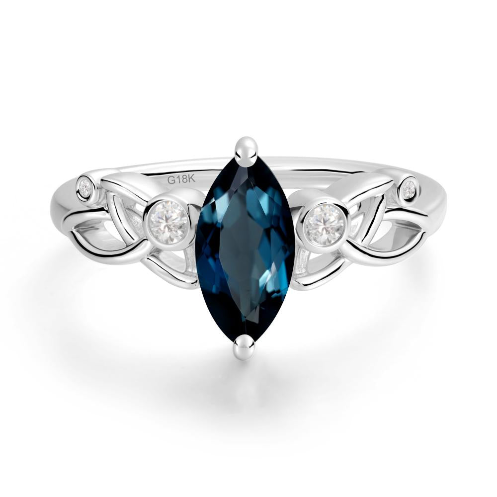 Marquise Cut London Blue Topaz Celtic Ring - LUO Jewelry #metal_18k white gold