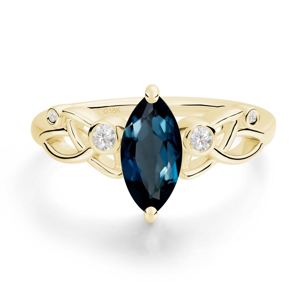 Marquise Cut London Blue Topaz Celtic Ring - LUO Jewelry #metal_18k yellow gold