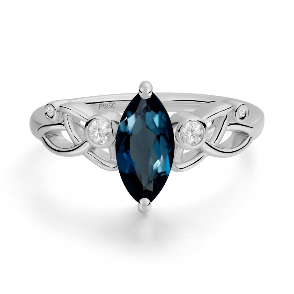Marquise Cut London Blue Topaz Celtic Ring - LUO Jewelry #metal_platinum