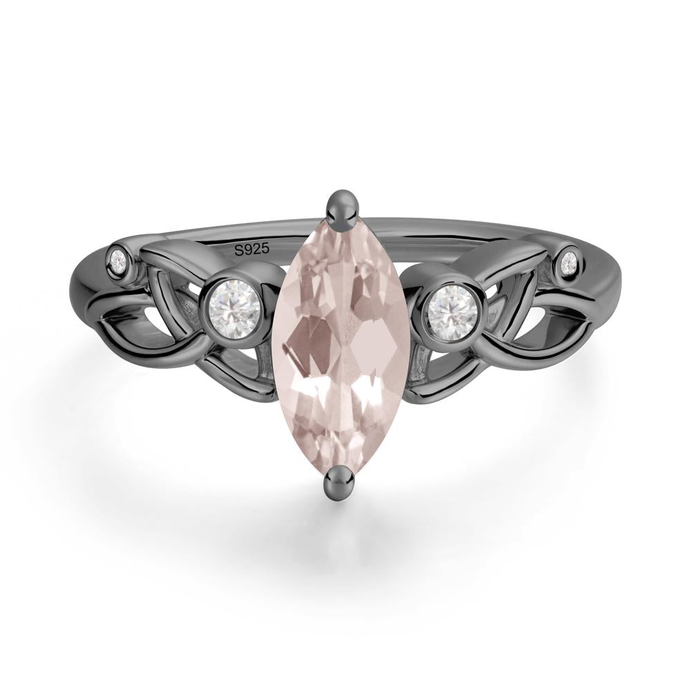 Marquise Cut Morganite Celtic Ring - LUO Jewelry #metal_black finish sterling silver