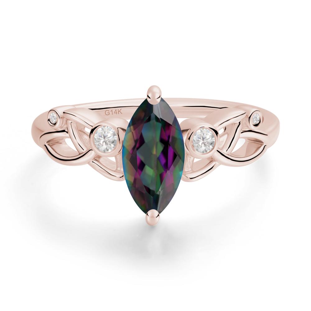 Marquise Cut Mystic Topaz Celtic Ring - LUO Jewelry #metal_14k rose gold