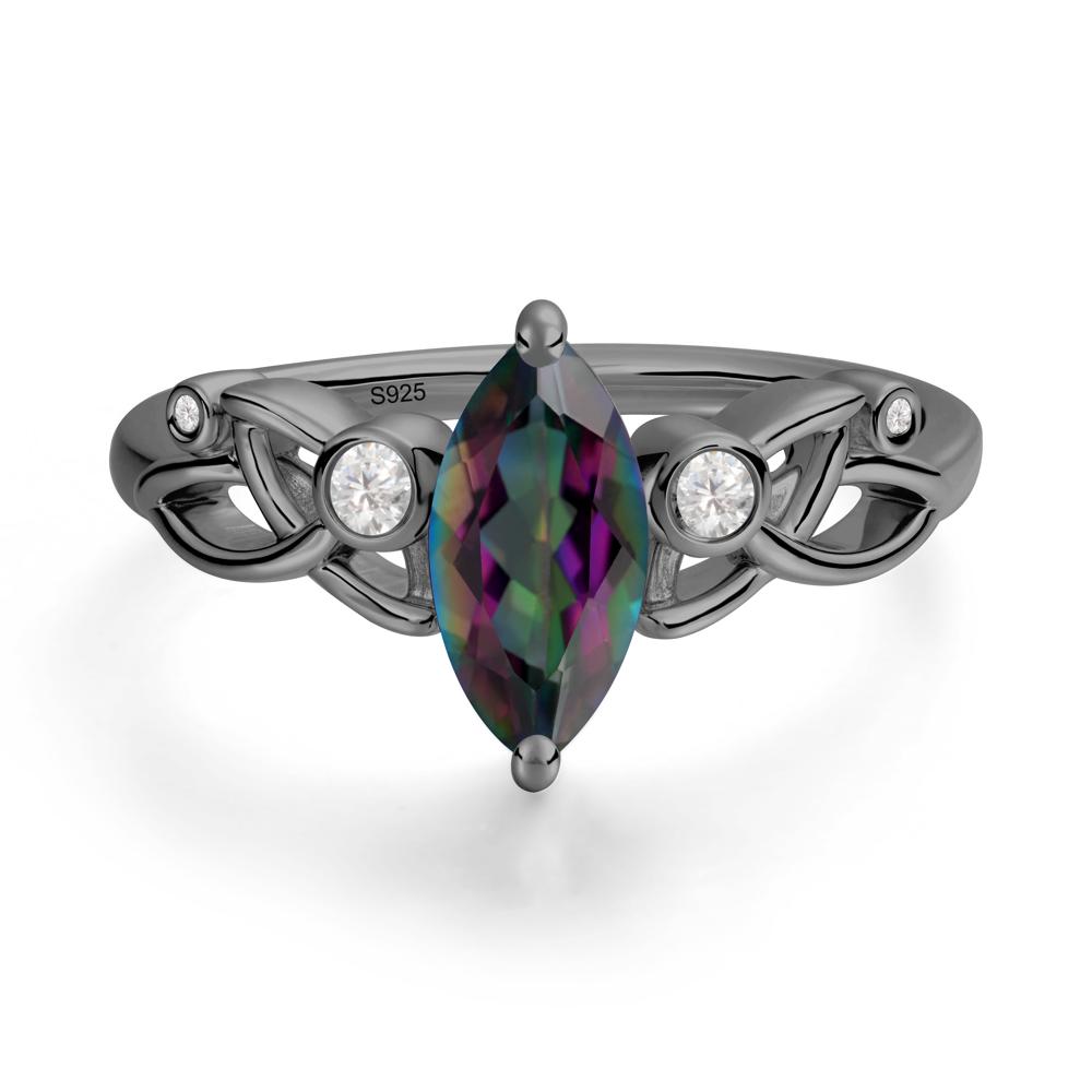 Marquise Cut Mystic Topaz Celtic Ring - LUO Jewelry #metal_black finish sterling silver