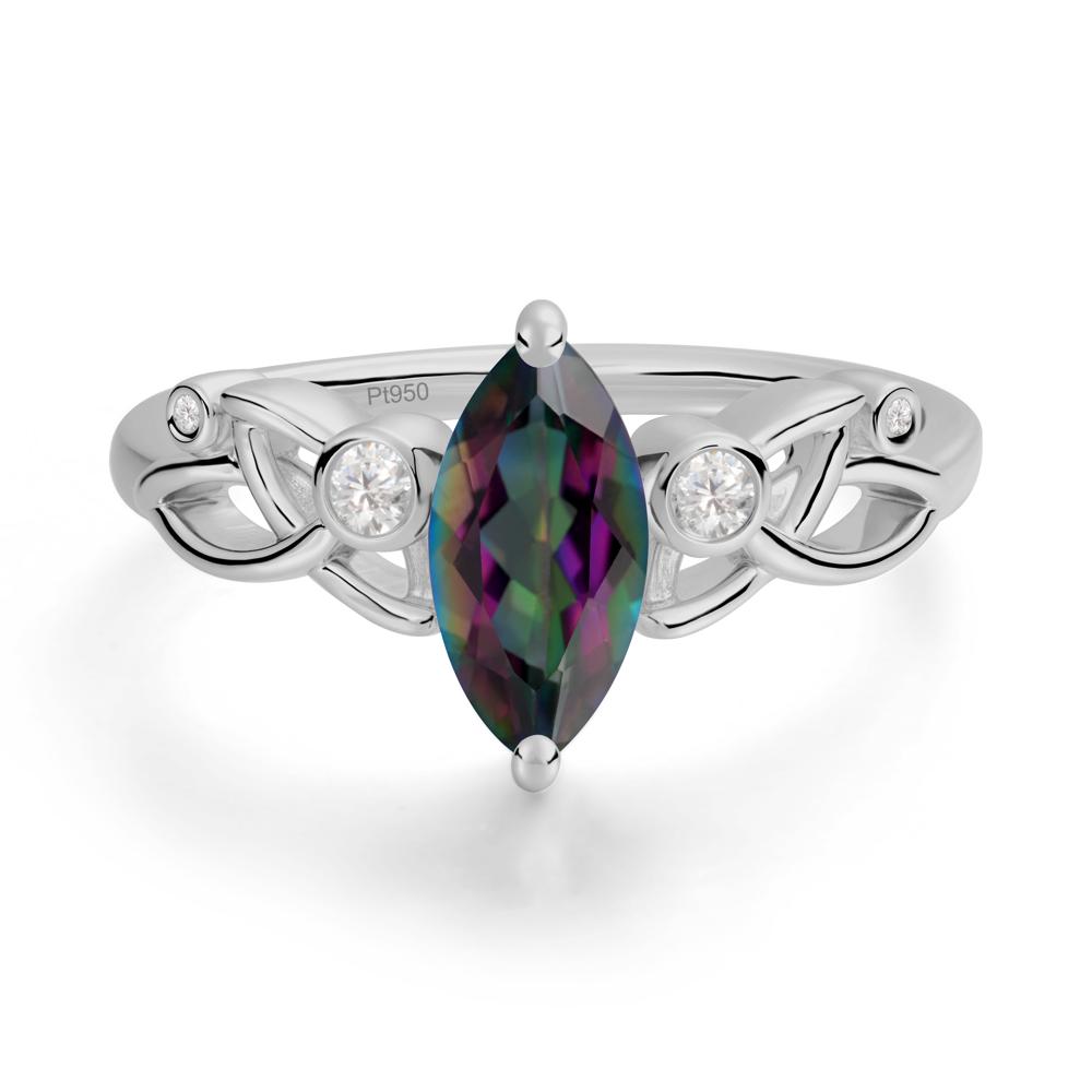 Marquise Cut Mystic Topaz Celtic Ring - LUO Jewelry #metal_platinum