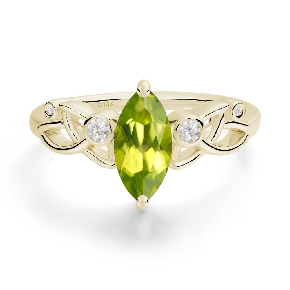 Marquise Cut Peridot Celtic Ring - LUO Jewelry #metal_14k yellow gold