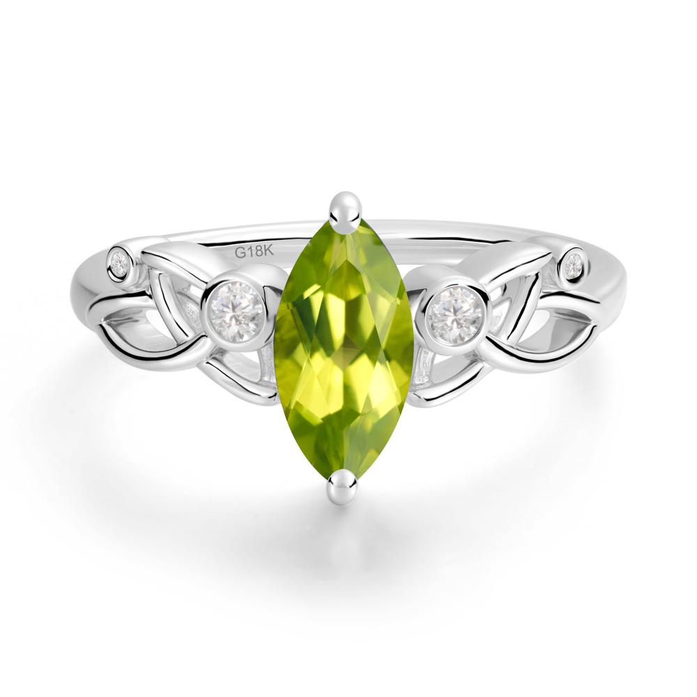 Marquise Cut Peridot Celtic Ring - LUO Jewelry #metal_18k white gold