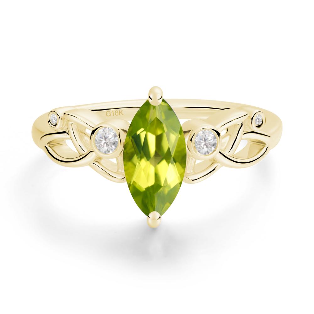 Marquise Cut Peridot Celtic Ring - LUO Jewelry #metal_18k yellow gold