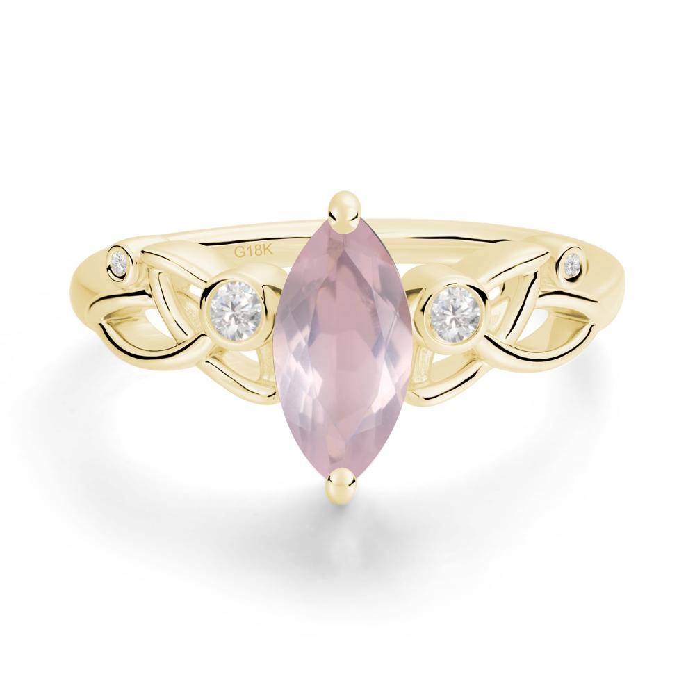 Marquise Cut Rose Quartz Celtic Ring - LUO Jewelry #metal_18k yellow gold