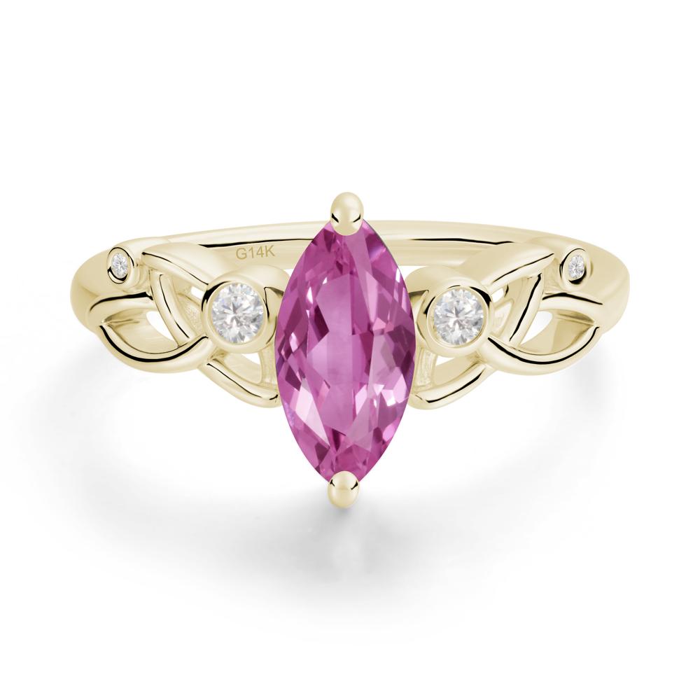 Marquise Cut Pink Sapphire Celtic Ring - LUO Jewelry #metal_14k yellow gold