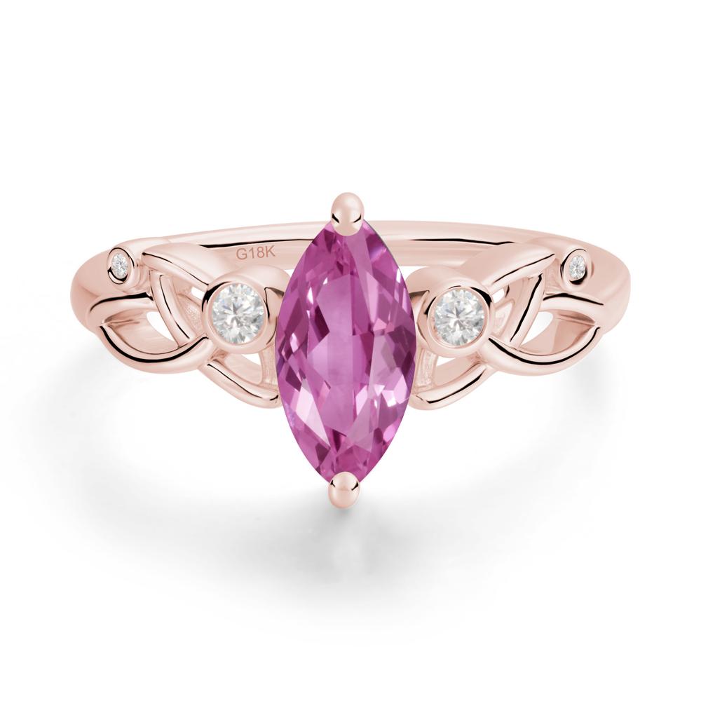 Marquise Cut Pink Sapphire Celtic Ring - LUO Jewelry #metal_18k rose gold