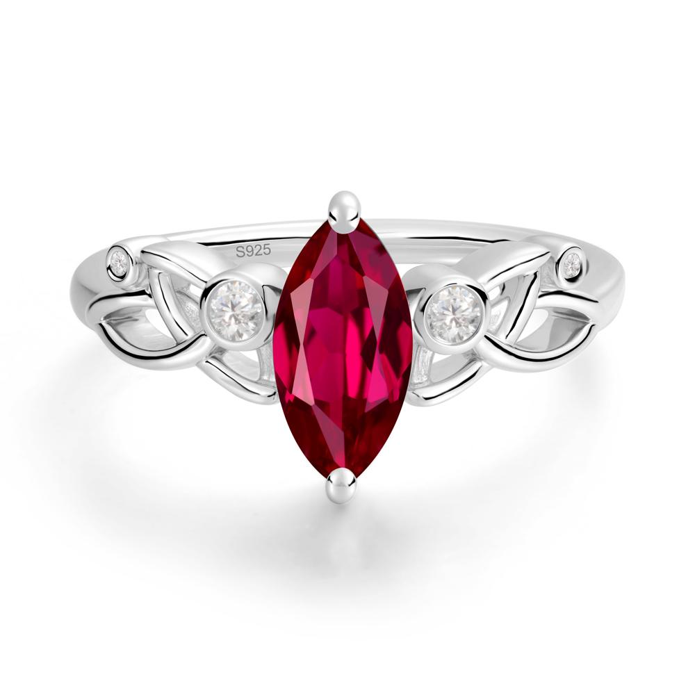 Marquise Cut Ruby Celtic Ring - LUO Jewelry #metal_sterling silver
