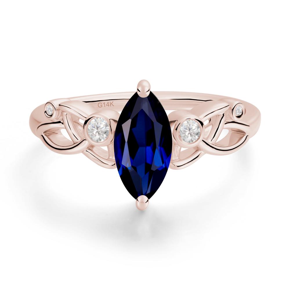 Marquise Cut Sapphire Celtic Ring - LUO Jewelry #metal_14k rose gold