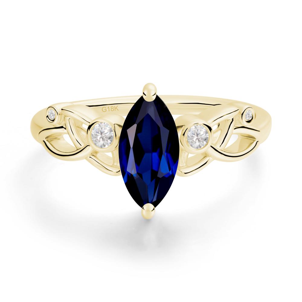Marquise Cut Sapphire Celtic Ring - LUO Jewelry #metal_18k yellow gold