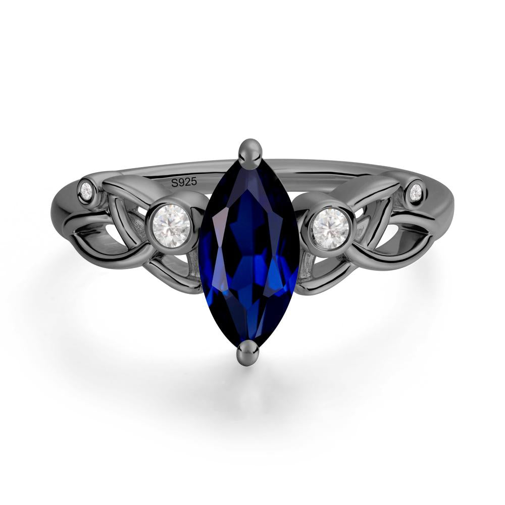 Marquise Cut Sapphire Celtic Ring - LUO Jewelry #metal_black finish sterling silver