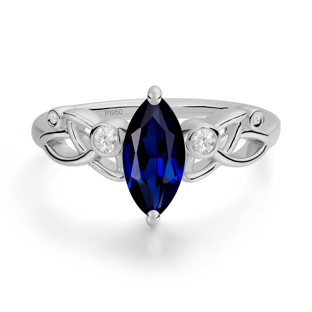 Marquise Cut Sapphire Celtic Ring - LUO Jewelry #metal_platinum
