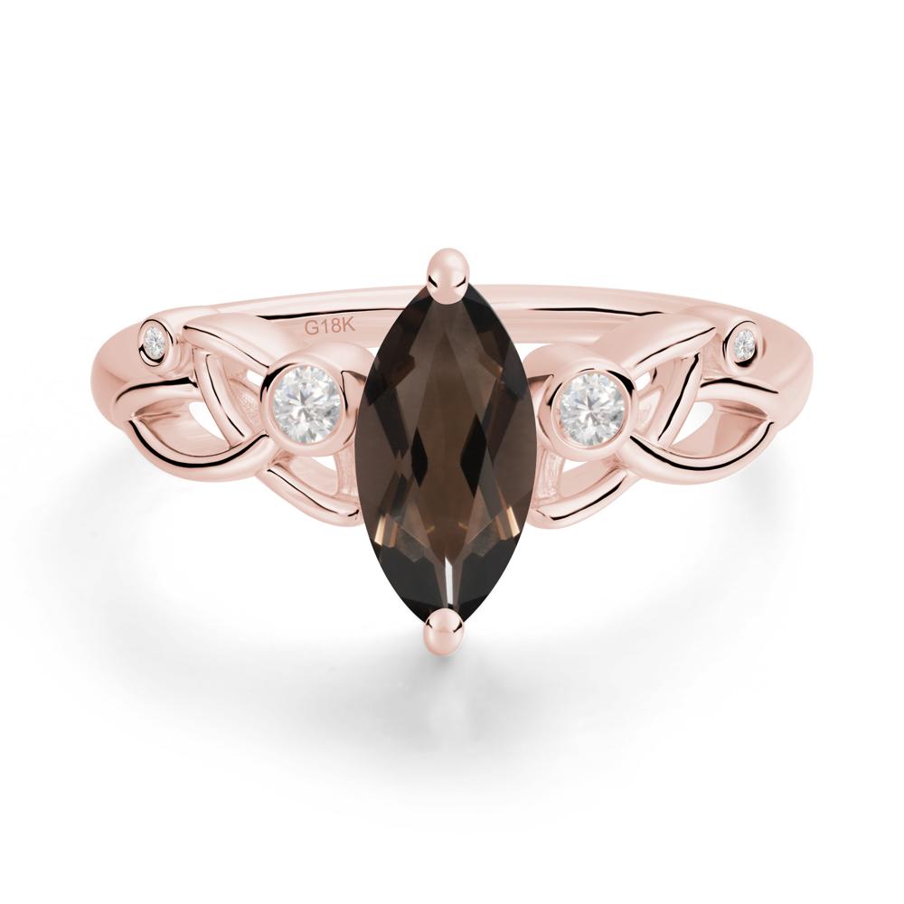 Marquise Cut Smoky Quartz Celtic Ring - LUO Jewelry #metal_18k rose gold