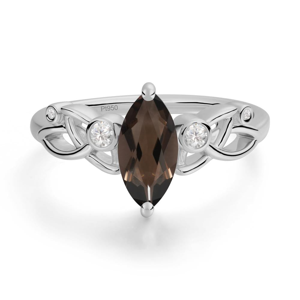 Marquise Cut Smoky Quartz Celtic Ring - LUO Jewelry #metal_platinum