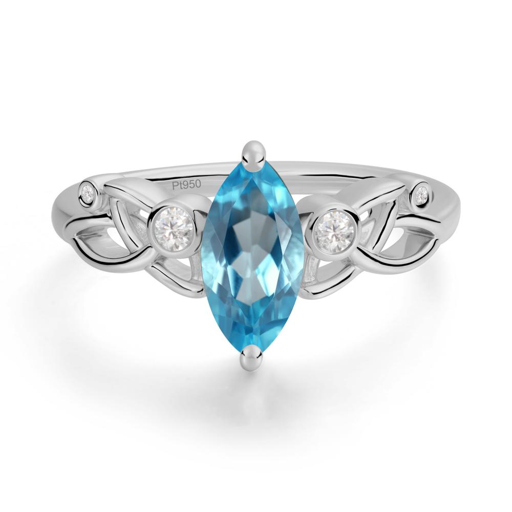 Marquise Cut Swiss Blue Topaz Celtic Ring - LUO Jewelry #metal_platinum