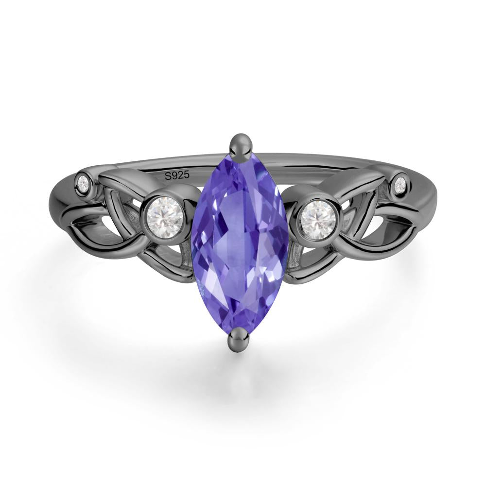 Marquise Cut Tanzanite Celtic Ring - LUO Jewelry #metal_black finish sterling silver