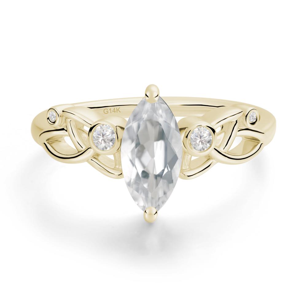 Marquise Cut White Topaz Celtic Ring - LUO Jewelry #metal_14k yellow gold