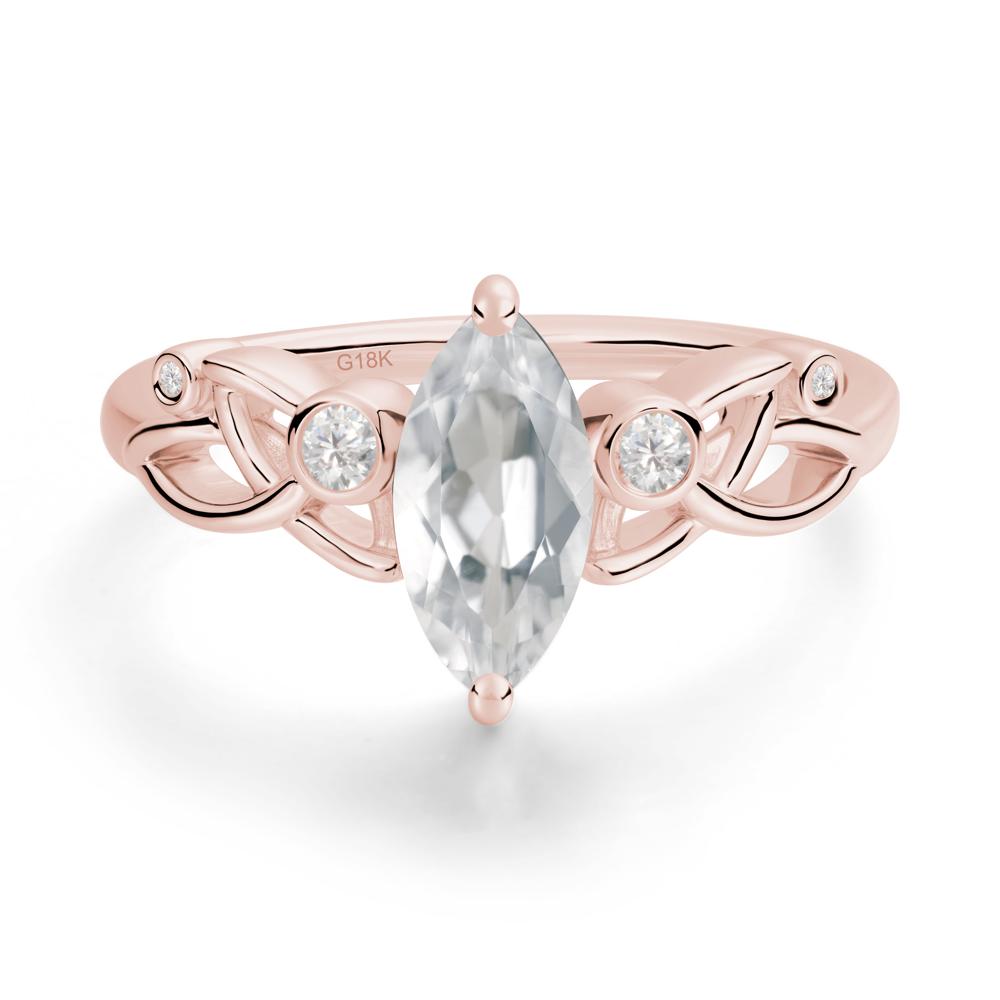 Marquise Cut White Topaz Celtic Ring - LUO Jewelry #metal_18k rose gold