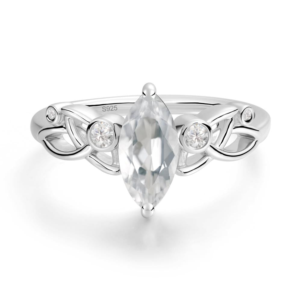 Marquise Cut White Topaz Celtic Ring - LUO Jewelry #metal_sterling silver