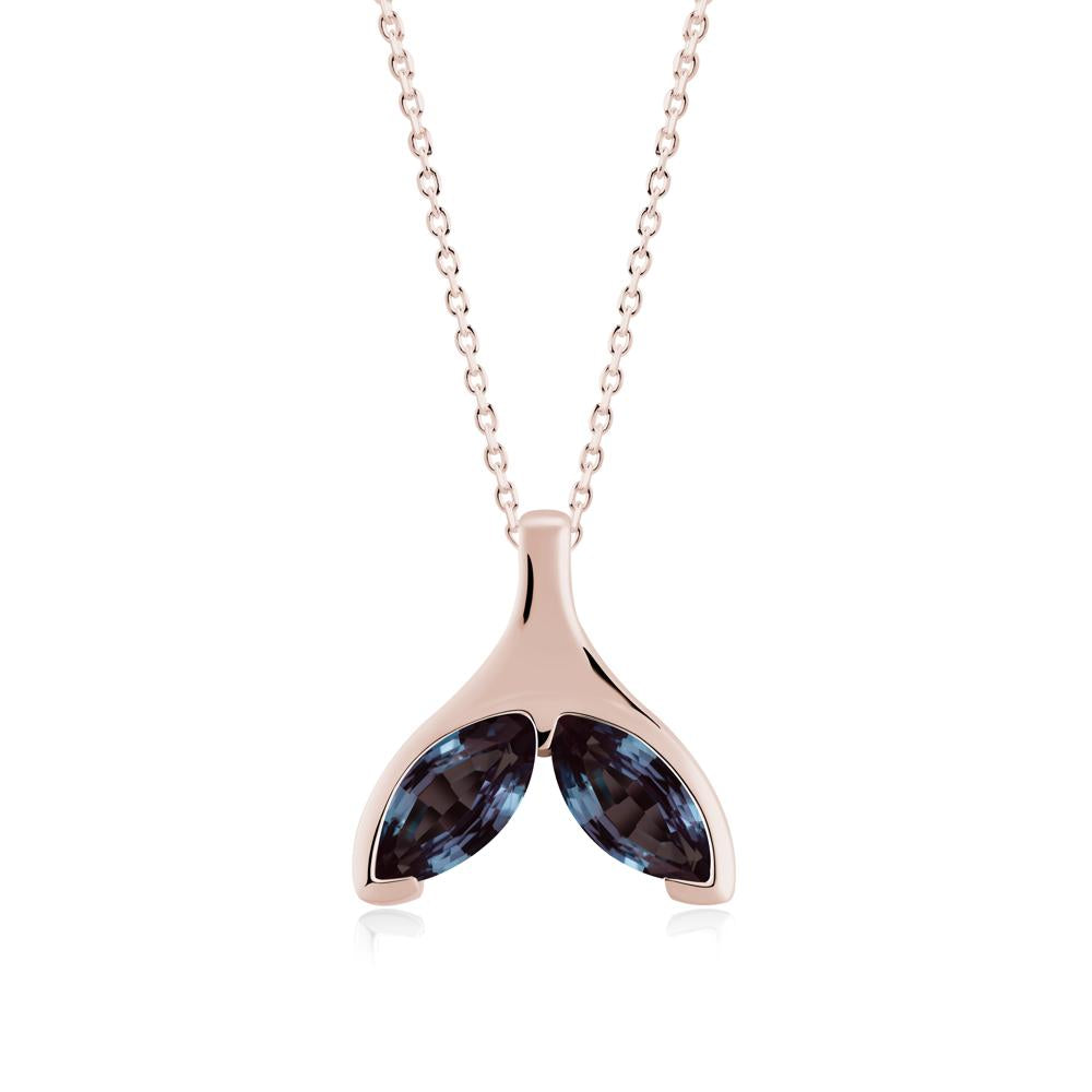 Marquise Alexandrite Whale Tail Necklace - LUO Jewelry #metal_14k rose gold