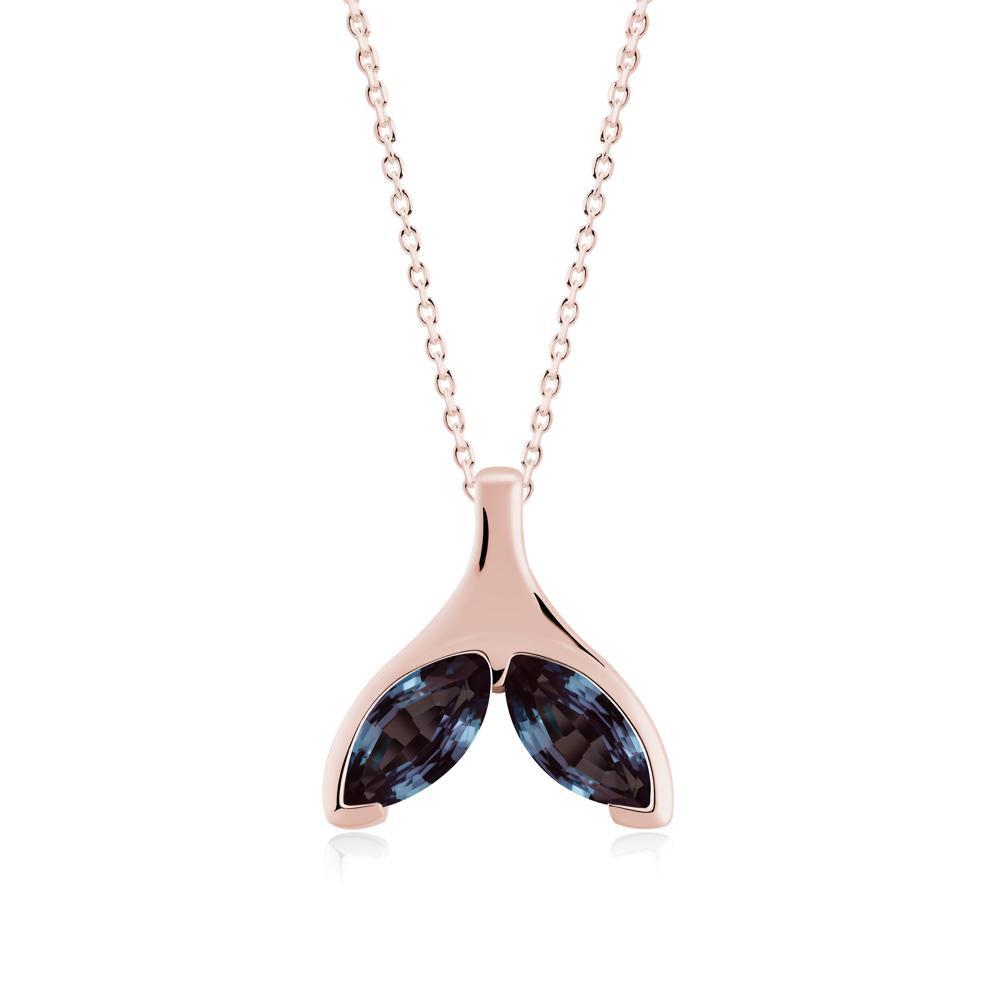 Marquise Alexandrite Whale Tail Necklace - LUO Jewelry #metal_18k rose gold