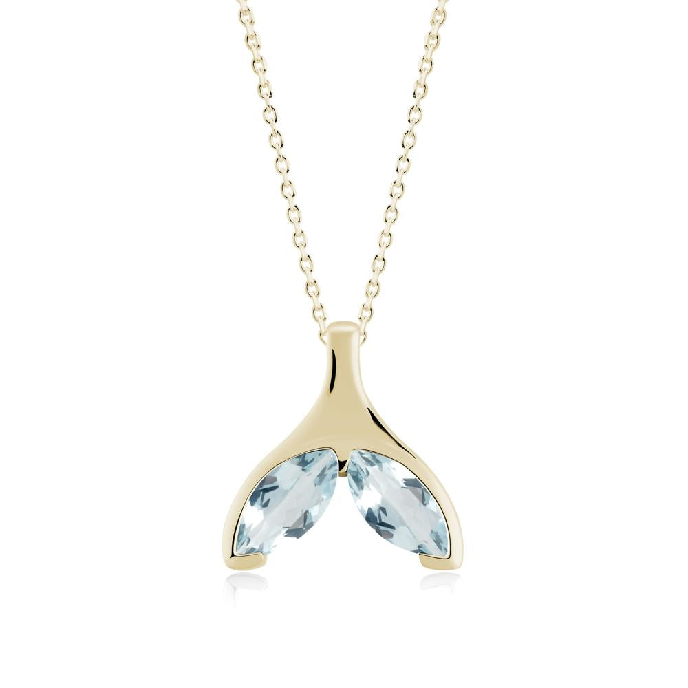 Marquise Twin Aquamarine Leaf Necklace - LUO Jewelry #metal_14k yellow gold