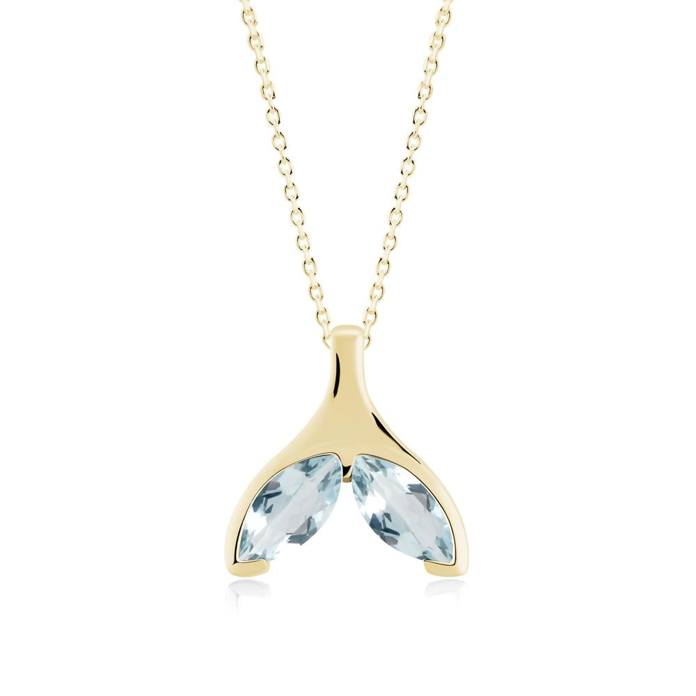 Marquise Twin Aquamarine Leaf Necklace - LUO Jewelry #metal_18k yellow gold