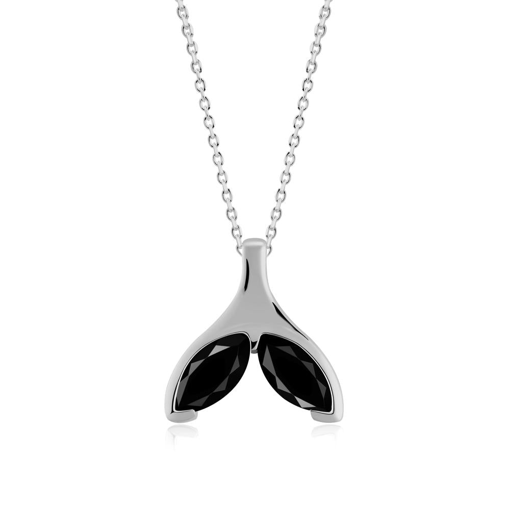 Marquise Twin Black Spinel Leaf Necklace - LUO Jewelry #metal_platinum