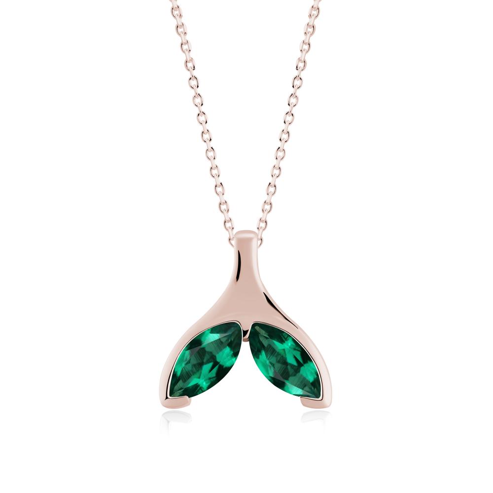 Marquise Emerald Whale Tail Pendant - LUO Jewelry #metal_14k rose gold